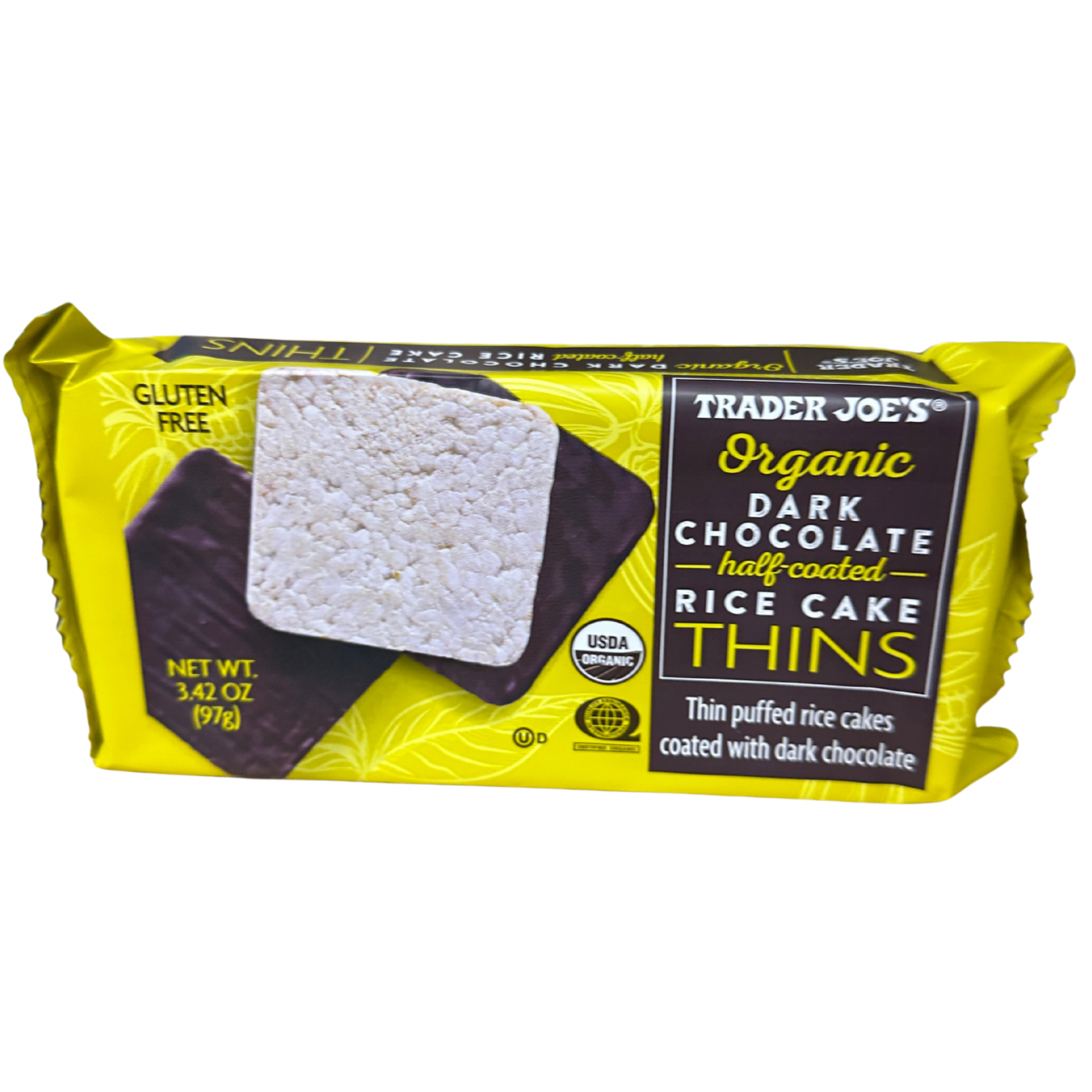 Dark Chocolate Half Coated Rice Cake Thins ORGANIC