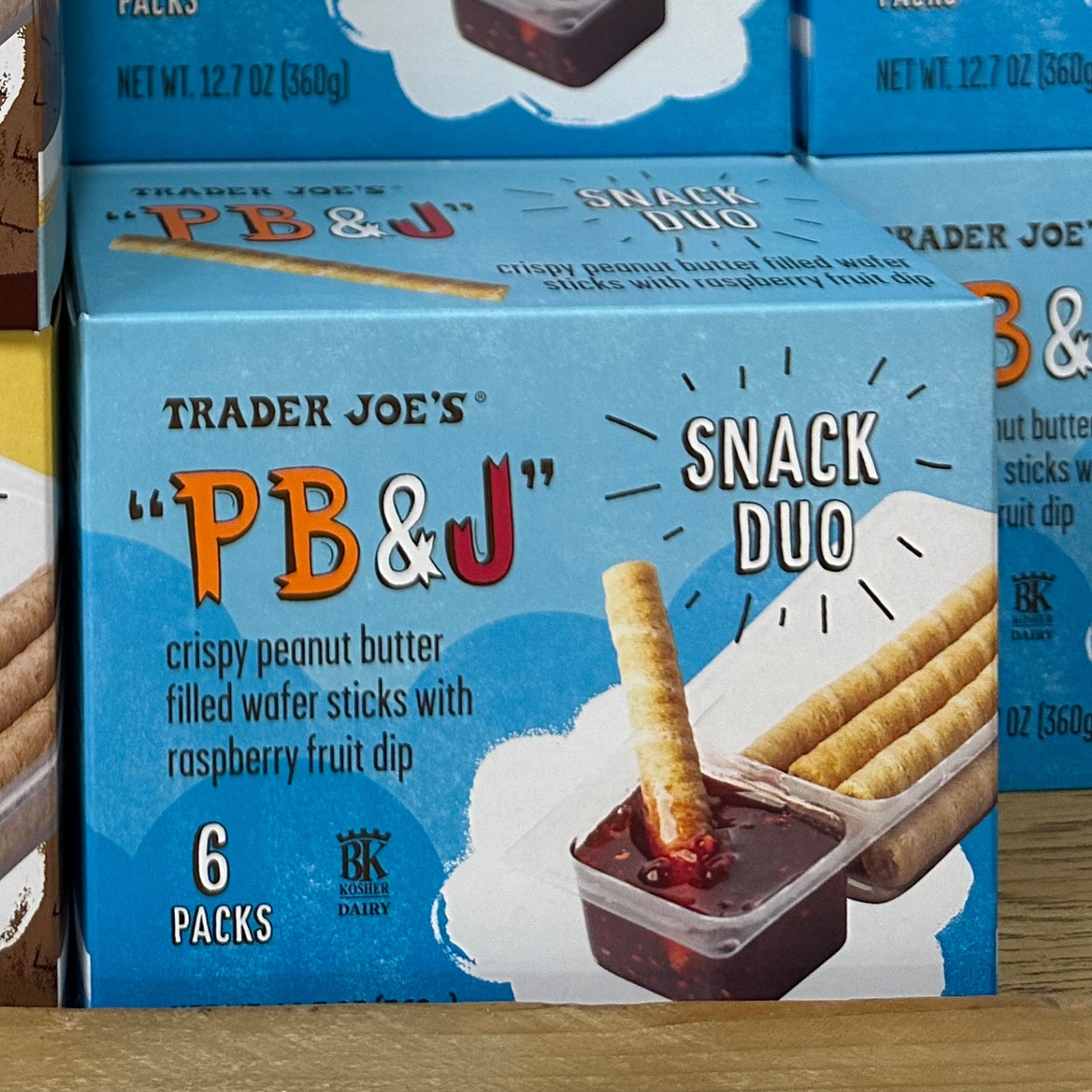 PB & J Peanut Butter Filled Wafer Stick With Raspberry Fruit Dip